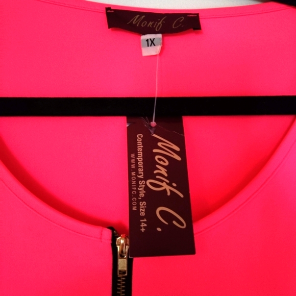 80s Vintage Body on Neon & Black Dress - Sz 14 - Picture 3 of 5